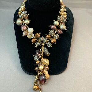 Vintage Chico’s statement bead necklace earth tones.